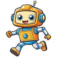 cartoon robot running illustration on a white background vector