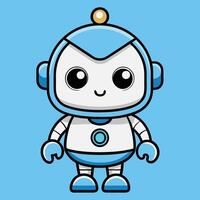 a cartoon robot with blue and white colors vector