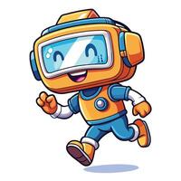 cartoon robot running with goggles on vector