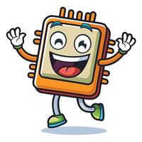 a cartoon character of a computer chip orange vector
