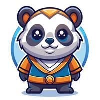 a cartoon panda bear in an orange and blue outfit vector