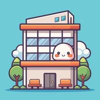 a cartoon building with a cute egg on top vector