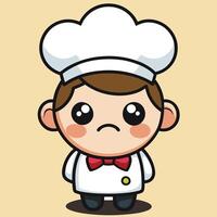 cute cartoon chef character with a sad expression on background vector