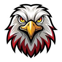an eagle head with red and white feathers on a white background vector