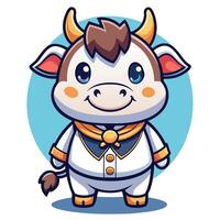 cartoon cow in a suit with horns and a bow tie vector
