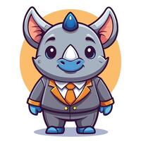 a cartoon rhino in a suit and tie vector