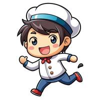 cute cartoon chef running with his hands up vector