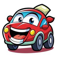 cartoon car with a smile and a paper vector
