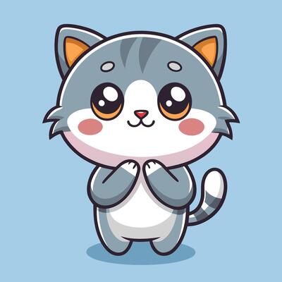 a cartoon cat with big eyes and a big smile