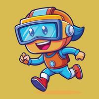 cartoon character running with goggles on vector