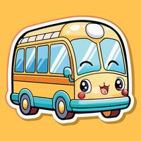 cartoon school bus sticker, illustration on a white background vector
