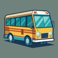 cute a cartoon bus on a gray background vector