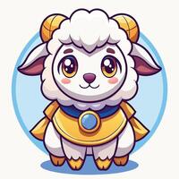 cartoon sheep with horns and a crown vector