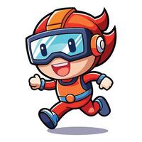 a cartoon character running with goggles on vector
