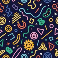 seamless pattern with colorful geometric on a blue background vector