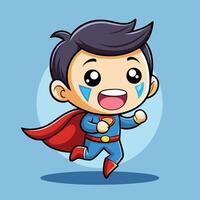 superman cartoon character running and crying vector