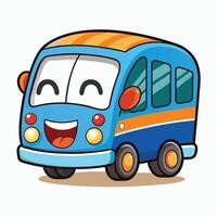 cartoon bus with happy face on white background vector