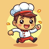 cartoon chef running with coins vector