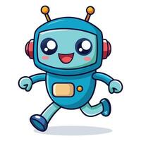 cute robot running cartoon illustration on a white background vector