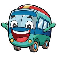 cartoon bus with happy face and vector