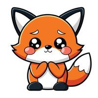 a cartoon fox with big eyes and a sad face on a white background vector