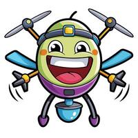 a cartoon green bug with a smile on its face vector