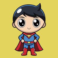 cartoon superman character with big eyes and a red cape vector