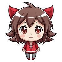 a cartoon character with red hair and horns on a white background vector