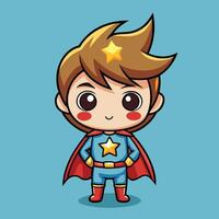 cartoon boy in superhero costume with star on his chest vector