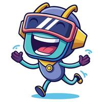 a cartoon robot wearing virtual reality goggles vector