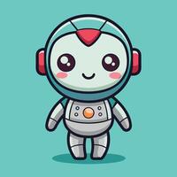 cute robot illustration on a green background vector