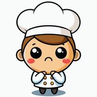 cartoon chef with sad face on white background vector