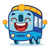 a cartoon blue bus with a smile on its face vector