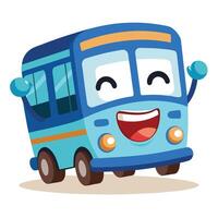 cartoon bus with happy face vector