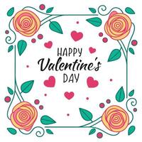 valentine's day card with roses on a white background vector