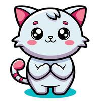 a cartoon cat with pink eyes and pink cheeks on a white background vector