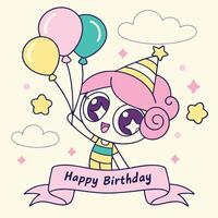 happy birthday card with on a white background vector