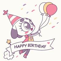 happy birthday card with cartoon on a white background vector