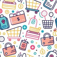 shopping pattern with colorful icons vector