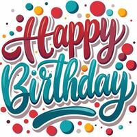 happy birthday lettering with polka dots on white background vector