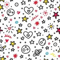 a colorful pattern with stars and hearts on a white background vector