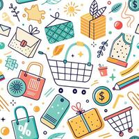 shopping seamless pattern with vector
