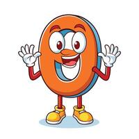 a cartoon number zero character waving and smiling vector