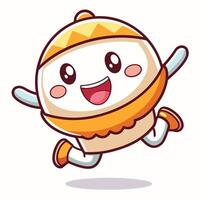 a cartoon egg character running and jumping vector