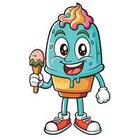 ice cream cartoon character holding an ice cream cone vector