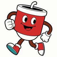 a cartoon red cup running with its arms outstretched vector