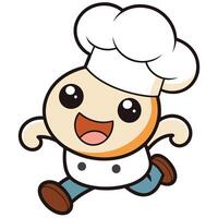 a cartoon character wearing a chef hat and running vector
