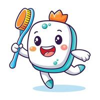 cartoon toothbrush running with a toothbrush vector
