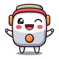 a cute robot character with headphones on vector
