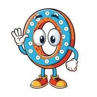 a cartoon donut character waving and smiling vector